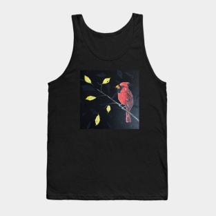 Christmas Cardinal at Night by Kris Morse Tank Top